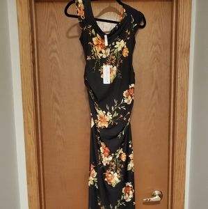 Black floral maxi maternity dress